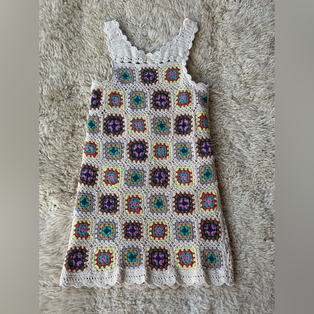 Zara Girls Colorful Crochet Kids Dress
